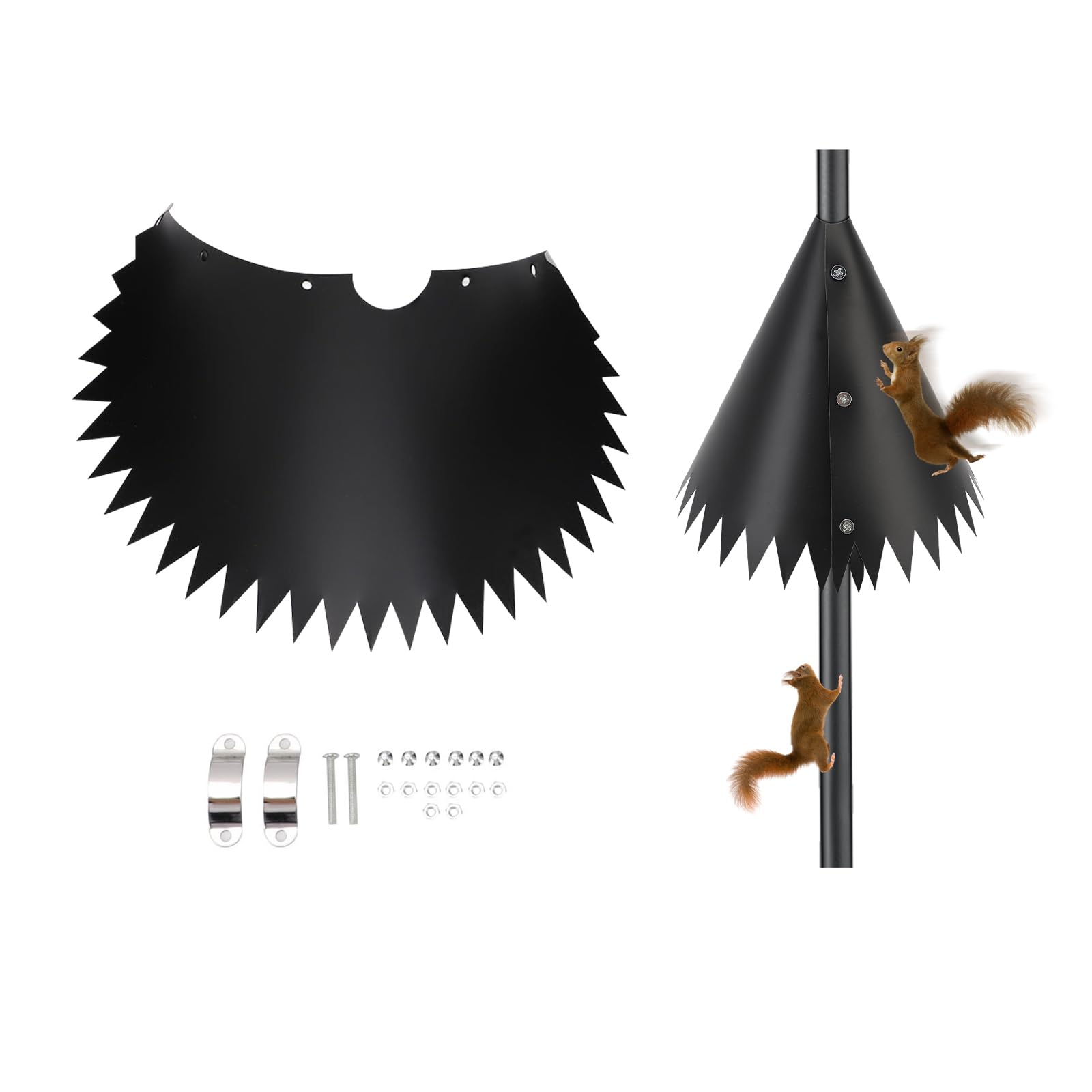 Squirrel Baffle for Bird Feeder Pole, Outside Pole Mount Bird House Guard, New Upgraded Outdoor Wrap Around Squirrel Baffle Proof Guard Stopper Black (45.7cm / 18in)