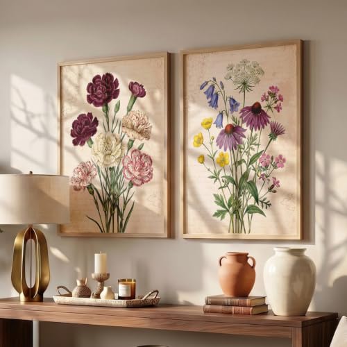Image of YANVEER Botanical Wall Art Painting | Wall Frames For Home Decor Office Living Room | Poster With Frame Wall Decoration Painting | Premium Art Framed Wall Painting For Home Decor | Set of 2 (13X17 inch)