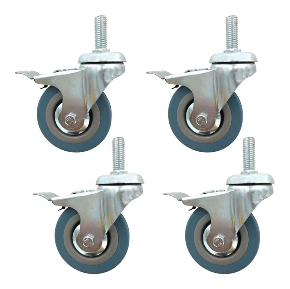 GYEQXKT Heavy-Duty 3" Castor Casters Swivel Wheels - 75mm Rubber Office Furniture Moving Trolley - 30mm Thread Stem 90kg Load CapacityReplacement Wheels