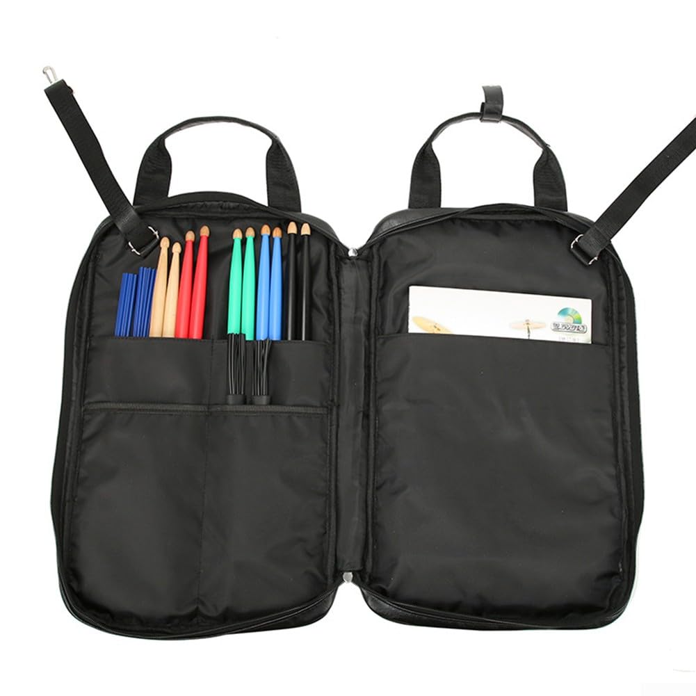 DAZZLEEX Borsa per bacchette in pelle PU, 5 tasche, borsa per bacchette, zaino, morbida, impermeabile, resistente all'usura, 54 x 17 x 3 cm (nero)