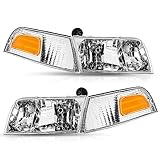 TUSDAR Headlight Assembly Set with Corner Lights 4pcs for 98-11 Ford Crown Victoria...