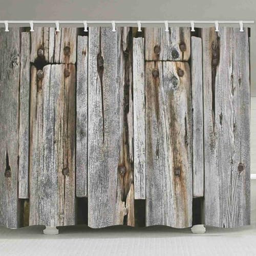 Rideau douche bois rouillé 200x180cm imperméable pour baignoire - 3