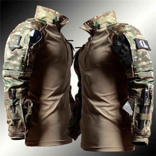 Adhdyuud Taktischer Anzug für Herren, Outdoor, Militär, Paintball, Hemden, Spezialeinheiten, Schwarzer Anzug, XXXL