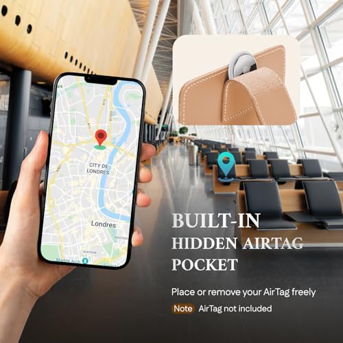 Image of ALLIVE Genuine Leather Passport Holder, Rfid Passport Holder for Travel with AirTag Hidden, Passport Cover Wallet Travel Must Haves Airport Essentials, Passport Cover Travel Gifts (Beige)