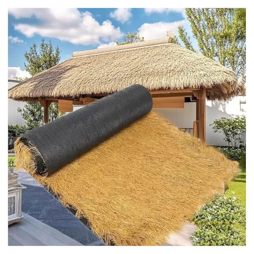 KAnduo Techo de Paja Artificial, Techo en Rollo for decoración Bares, sintética Amarilla for Piscinas y Jardines, Palma(1 * 17m(3.2 * 55.7ft))
