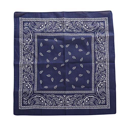 Preisvergleich Produktbild Andouy Bandana Kopftuch Halstuch Paisley Muster Einstecktücher Handgelenk Multifunktionstuch für Damen und Herren(55X55CM.Marine)