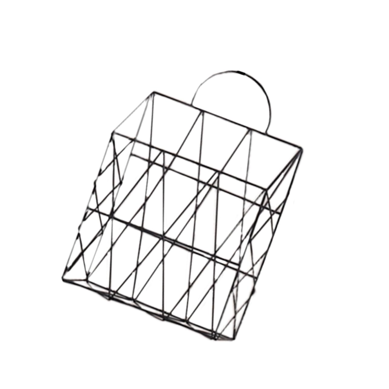 SOLUSTRE 1Pc Stylish Black Wrought Iron Magazine Storage Basket Wall Hanging Desktop Organizer for Books Newspapers and Files and Lightweight Design for Home Office