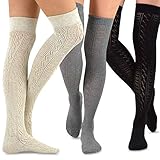 Cool Looking Crochet Knitted Fashion Over the Knee High Boot Socks for Women & Girls (Delicated Pattern)