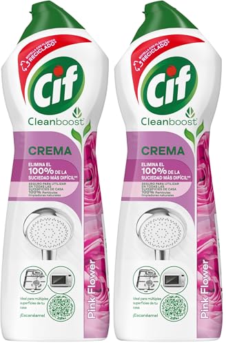 CIF Crema Limpiadora Rosa | Potente Limpiador de Superficies Multiusos Baño y Cocina | Con Fórmula Partículas de Limpieza 100% Naturales | Elimina el 100% de la Suciedad más Dificil. 650 ml.