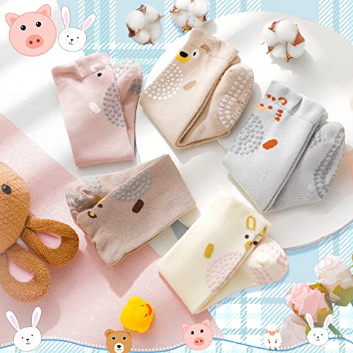 Mepase 5 Pairs Knee High Toddler Grip Socks Non Slip Baby Crawling Socks Anti Skid Crawling Newborn Socks For Boy Girl Infant, 5 Colors #TOP4