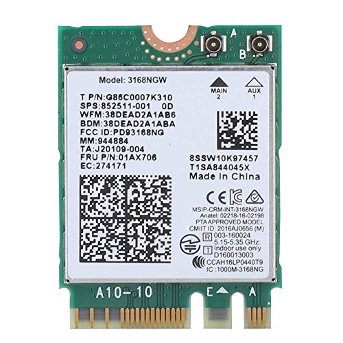 Juegos de computadora Tarjeta de red inalámbrica for Intel 3168NGW, Bluetooth 4.2 433Mbps 2.4ghz / 5hz Tarjeta inalámbrica inalámbrica NGFF M.2 de doble banda for Linux, Windows 7 / 8.1 / 10 Ligero y