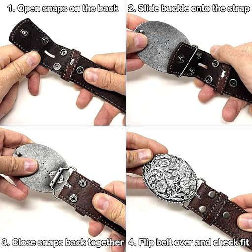 Image of BC Belts Western Leather Belt Strap - 1.5 inch Wide with Embossed Scrollwork Without Buckle for Men & Women, Cowboy /Cowgirl Style