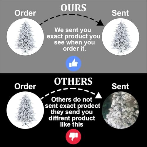 Image of fizzytech 6 Feet Premium PE & PVC Snow Flocked Christmas Tree with 1427 Branch Tips, Sturdy Metal Stand, Easy Assembly, Realistic Pine Design, Perfect Christmas Decoration for Home & Office