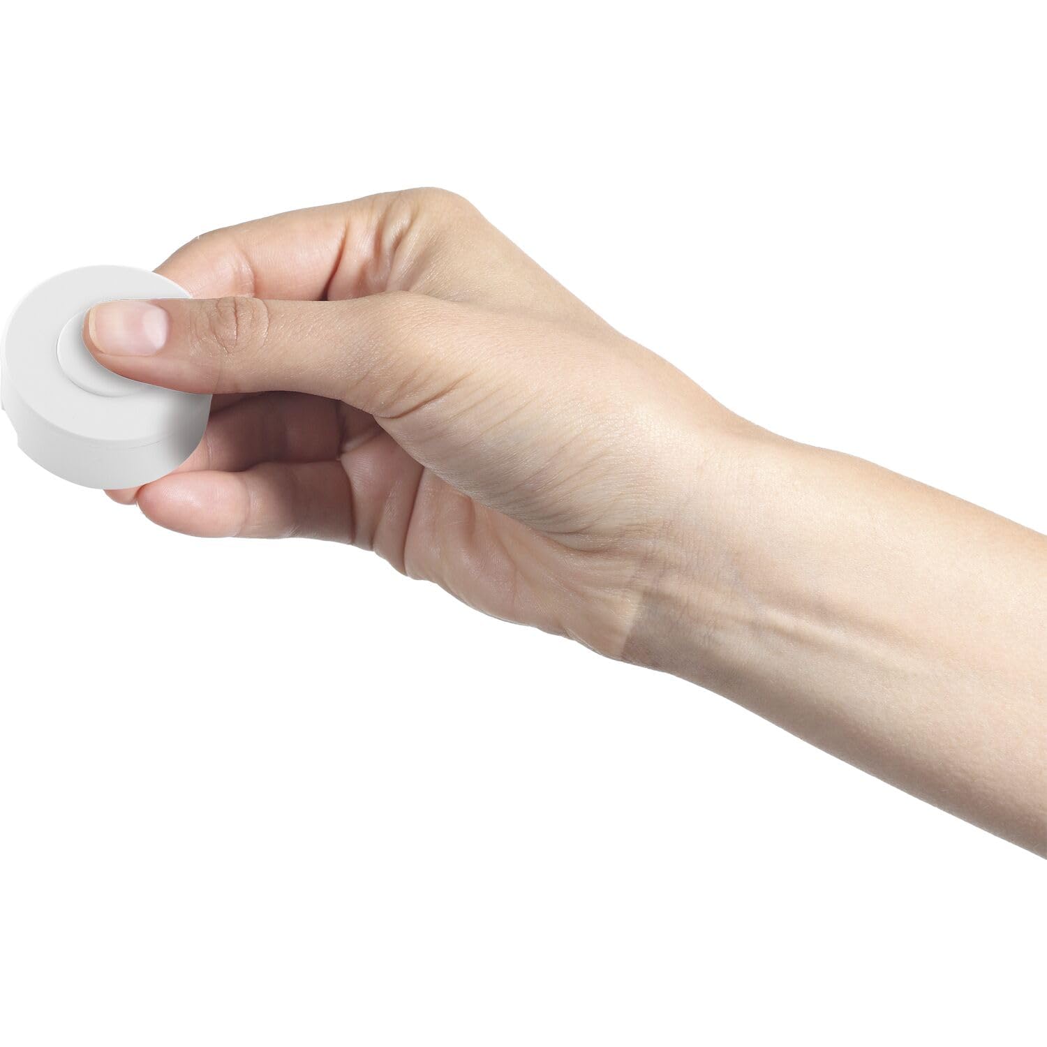Siro PushPower, interruttore radio da incasso, rotondo, interruttore luce radio Mini 35, nessun cablaggio necessario, plastica, bianco
