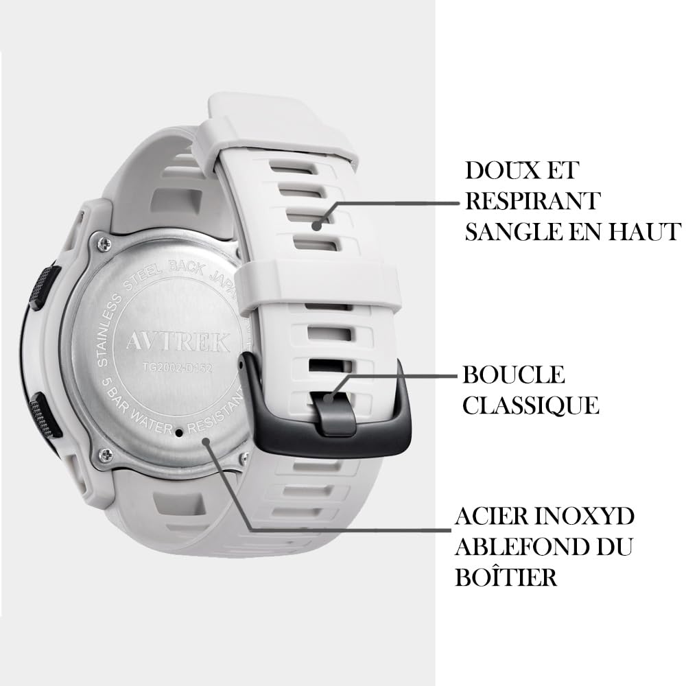 AVTREK Orologio sportivo digitale per adolescenti con altimetro e barometro, orologio da esterno, orologio sportivo impermeabile per esercito e militari (nero)
