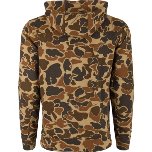 Drake Waterfowl Men's The Three End Camo Super Soft Midweight Outdoor Hunting Logo Hoodie with Kangaroo Pocket & Lined Hood2