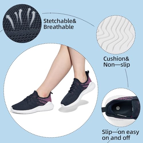 Image of PPQ Womens Slip On Walking Shoes,Memory Foam Lightweight Comfort Casual Workout Shoes,Yoga Or Tennis Or Running Sneakers