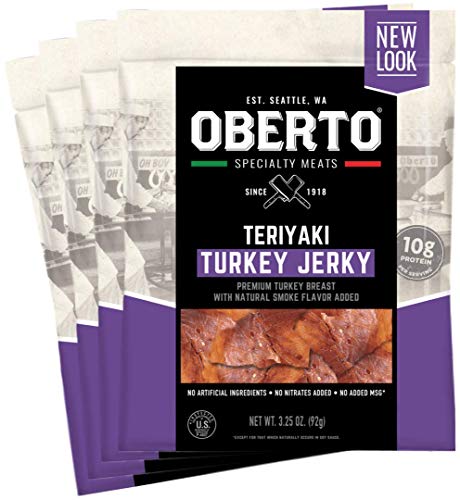 Oberto Specialty Meats Teriyaki Turkey Jerky, 3.25 Ounce (Pack of 4)