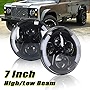 NSLUMO Defender 7 Inch LED Headlight Kit High Low Beam W/ DRL Turn Signal Light Halo Headlight Assembly for Land-Rover Defender Fog Driving Light (Black model)