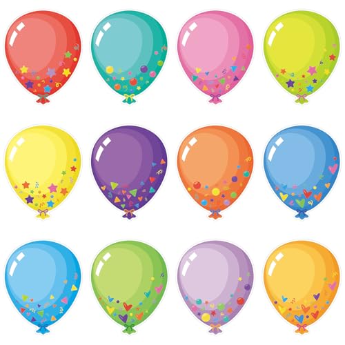 Image of 48Pcs Balloons Paper Cutouts for Bulletin Board Decorations, Colorful Balloons Cut Outs for Birthday Baby Shower Party Decor