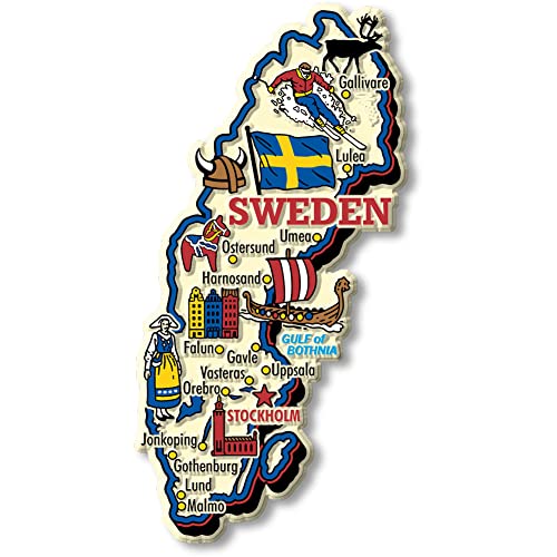 Imán decorativo de mapa de Suecia vintage de 3D goma
