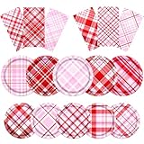 OGMOGKW Valentines Plates and Napkins,60pcs Valentine Paper Plates and Napkins Red Pink Gingham Plates and Napkins Disposable Valentines Day Plates Sets for Valentines Day,Wedding, Anniversary Party