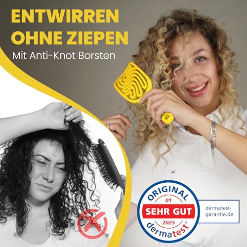 Walcora Haarbürste ohne Ziepen – NEUHEIT 2025 - Entwirrbürste & Detangler Bürste für Damen, Herren & Kinder - Locken, na