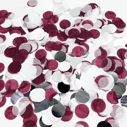 Maroon Confetti/Maroon Graduation Decorations/Burgundy Silver Table Decorations/Burgundy Silver Confetti/Maroon Engagement/Birthday Decorations Wedding