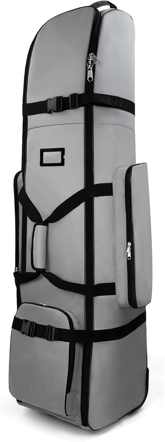 Golf Travel Bag with Wheels, 900D Polyester Oxford Wear-Resistant Cover with Reinforced Zipper