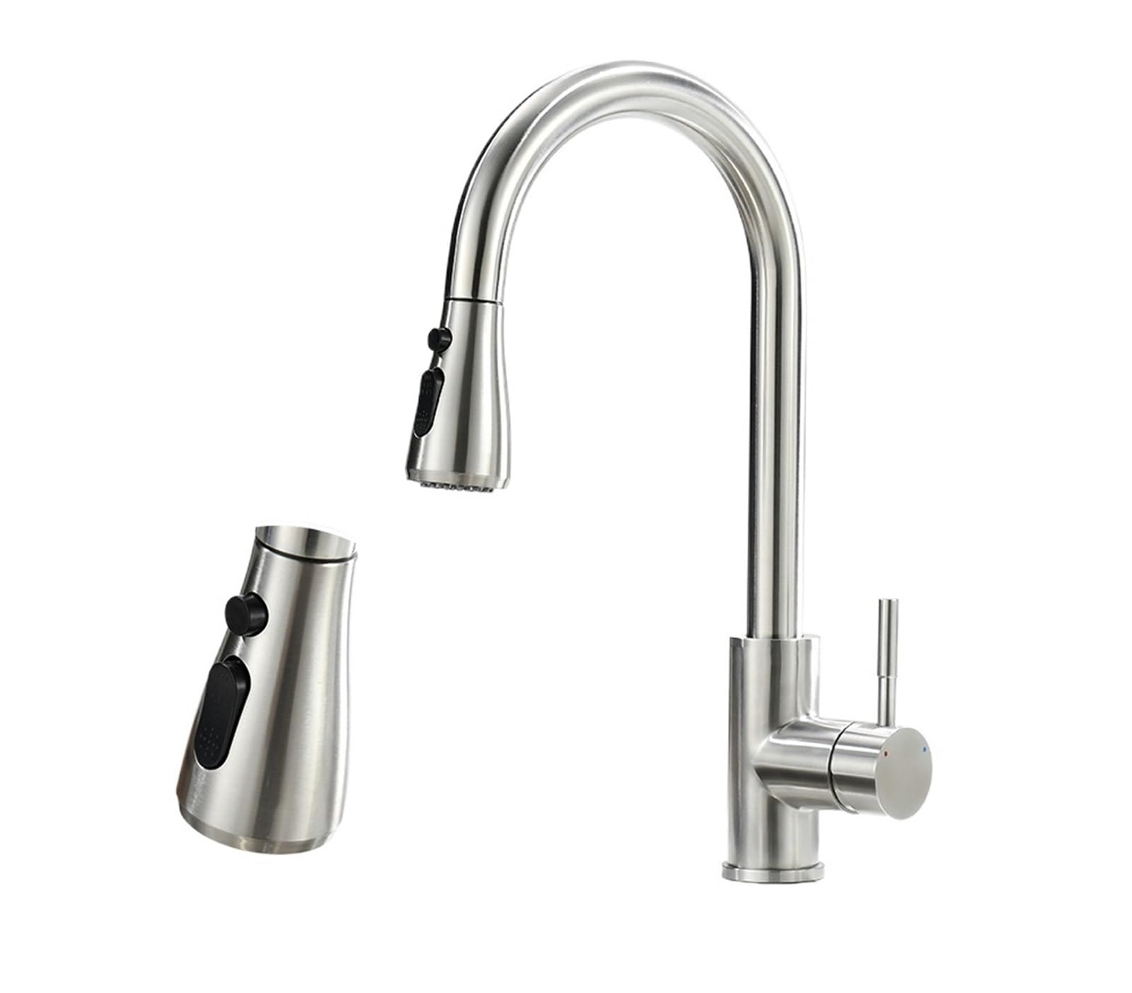 Kitchen Faucets Brushed Nickel Pull Out Kitchen Sink Water Tap Deck Mounted Mixer Stream Sprayer Head Cold Taps Sliver(3 Gear Brushed)