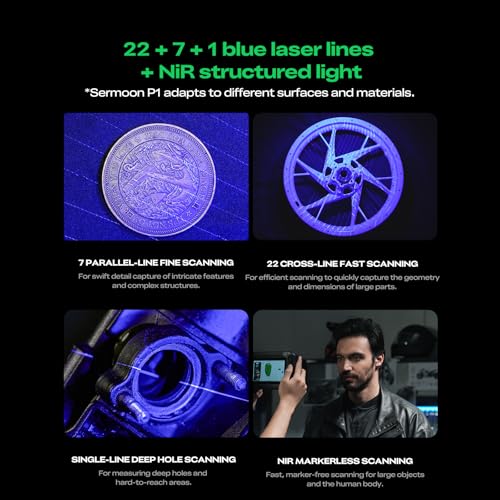 Image of Creality Sermoon P1 Professional 3D Scanner, 6 inchTouch Screen Wireless 3D Scanner with 22+7+1 Blue Laser, 0.02mm Accuracy, for Inspection & Reverse Engineering