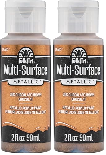 Image of FolkArt multisurface metallic paint, 2 oz, Chocolate Brown (Pack of 2)