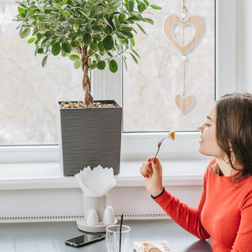 DOPENSPI 2 Stück Fensterdeko Hängend Holz Anhänger, Fensterdeko Dekoanhänger Hängedeko Holz Herz Anhänger für Hochzeit Außendekoration Romantische Holzdekoherzen Wohnzimmer,Tür,Fensters,Baum