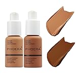 2 Pack PHOERA Foundation 108 Tan and 109 Mocha,Soft Matte Oil Control Liquid Foundation.