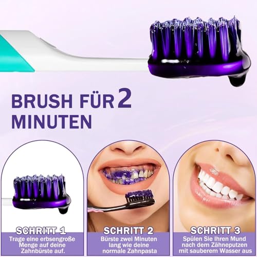 Lila Zahnpasta für Zahnaufhellung, 30ML Lila Zahnpasta für Strahlend Weiße Zähne Farbkorrektor, Tiefenreinigung, Zahnfleckenentfernung, Whitening, Zahnaufhellung