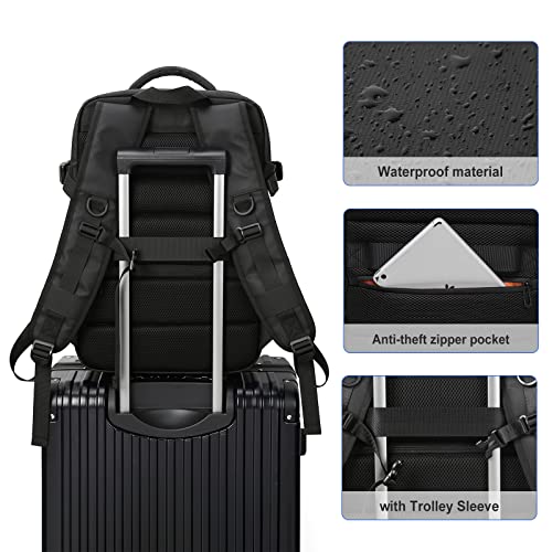Large Travel Backpack For Men,Carry On Backpack,Expandable Airline Airplane Approved Weekender Backpack,Hiking Backpack,Laptop Backpack With Usb Charging Port,Waterproof 40L Travel Backpack Black #TOP5