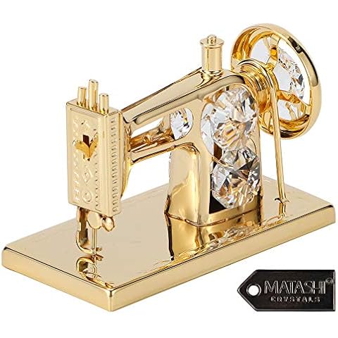 Matashi 24K Gold Plated Crystal Studded Sewing Machine Ornament Cover