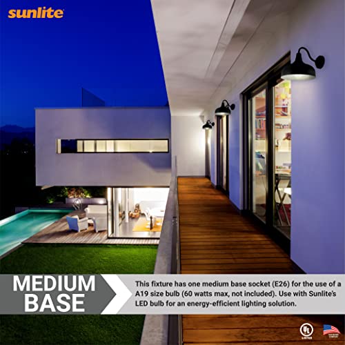 Sunlite 46067-Su Gooseneck Rustic Barn Light Fixture, Wall Mount, Medium Base (E26) Socket, Standard A19 Bulb Required (60W Max), 12 Inch, Indoor And Outdoor Use, Ul Listed Wet Location, Black #TOP6