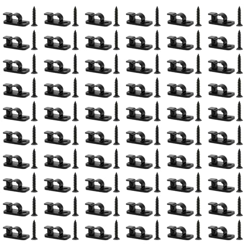 60 Pack String Light Hooks Outdoor Screw in Garden Light Fence Clips Black Festoon Light Hooks Outdoor Heavy Duty for Party Birthday Christmas Decoration
