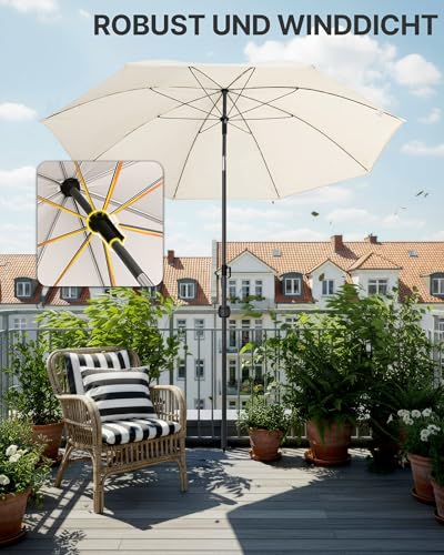 4smile Sonnenschirm Balkon Ø 180cm, Beige - Sonnenschirm Strand mit Hülle - Balkonschirm mit Knickfunktion, UPF 50+ Gartenschirm, Strandschirm windfest stabil SunnyJoy 6