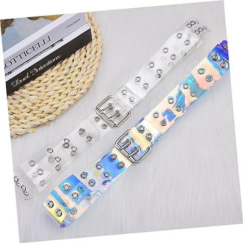 2pcs Stylish Air Hole Leather Belt Retro Casual Jeans Belt for Men Women Transparent Colorful Minimalist Design for Jeans Pants4
