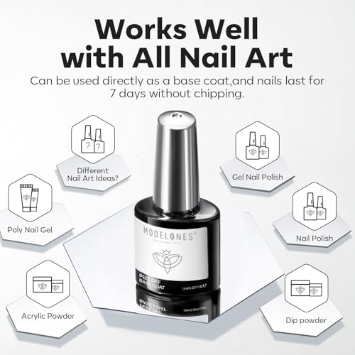 Image of modelones Non-U V Peel off Gel Base Coat, Quick Dry Peelable Base Coat for Gel Nail Polish Beginner Friendly Gentle Protection for Thin & Weak Nails,10ml