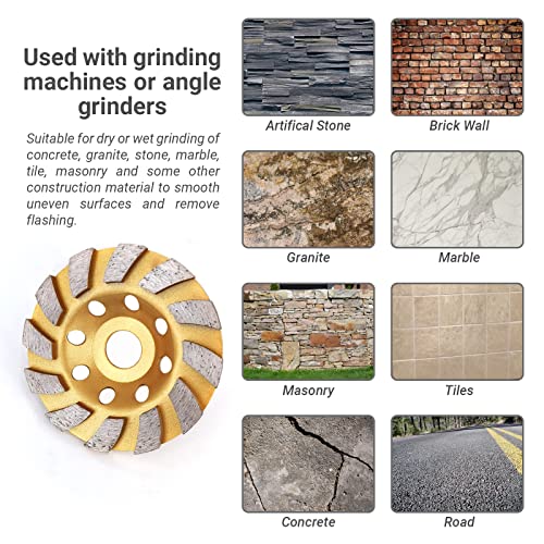 Yaluso Concrete Grinding Wheel 3Pcs 4-1/2" Double Row Diamond Cup Grinding Wheels, 12-Segment Turbo Row Wheel, Diamond Circular Blade Set For 4-1/2" Angle Grinder/Masonry/Granite/Marble/Concrete #TOP6