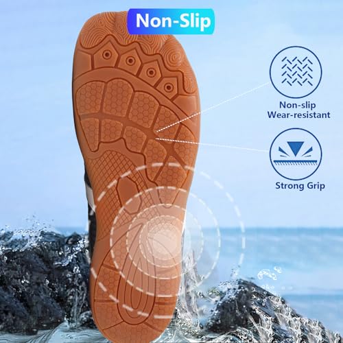Image of Beach Water Shoes for Women Men Quick Dry Non-Slip Wide Toe Hike Barefoot Footwear for Beach Pool Aqua Swim Surf Walk