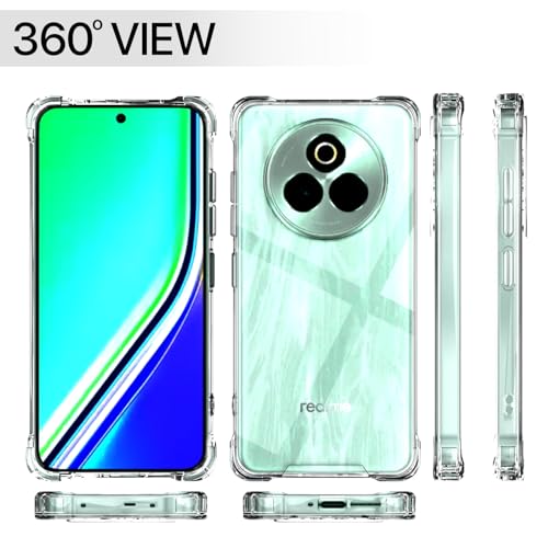 Image of Outlouders Back Cover for Realme P3 Pro 5G Clear Transparent PC + TPU Bumper Case with Raised Edges for Shockproof Protection(Transparent)
