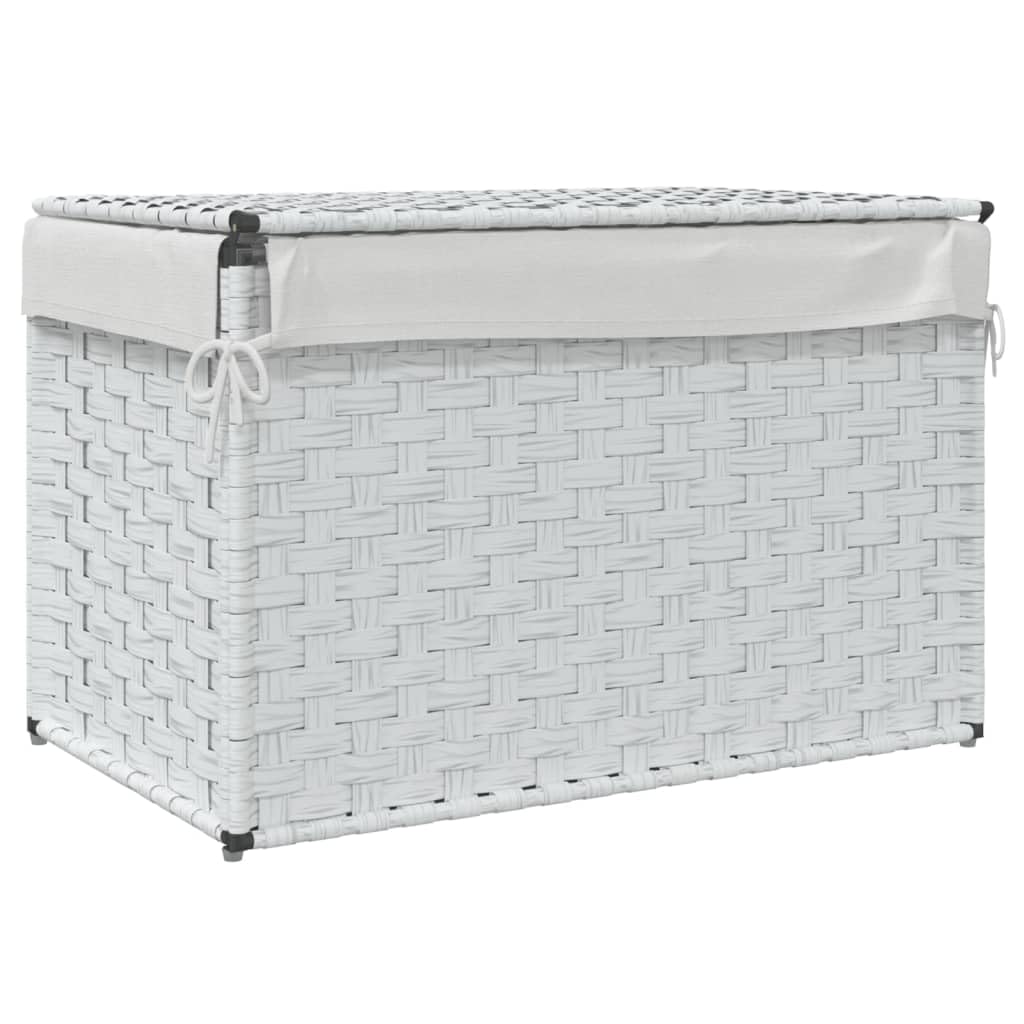 vidaXL Cesto Portabiancheria Coperchio Bianco 55,5x35x34 cm Polyrattan