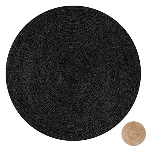 TT Home Jute Vloerkleed Van Natuurlijke Vezels Tapijt Woonkamer Rond Boho Hand Gemaakt, Kleur:Beige, Maat:100 cm Rund
