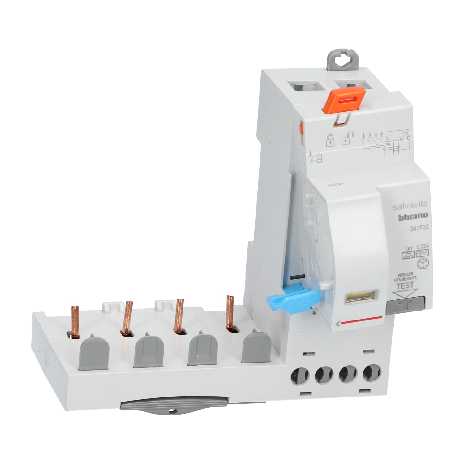 Bticino G43F32 Salvavita Modulo Differenziale, 4 Poli, 32A, 400 Vac