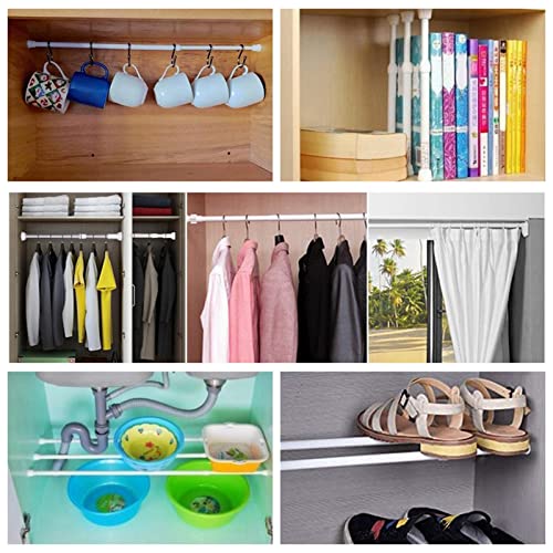 Image of Telescoping Curtain Rods Metal Pole for Cupboard Utensils Cabinet White 30-50cm