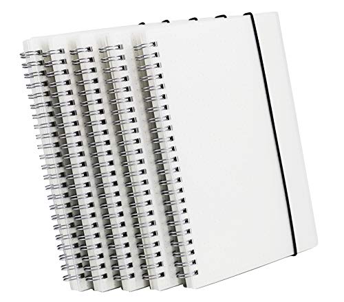 Zegrox 5 Pack Transparent Hardcover Dot Grid Spiral Notebook/Bullet Journaling,Writing Diary Subject Notebooks,80 Sheets (160Pages)-8.35X 5.75Inch,A5 Size. #TOP23